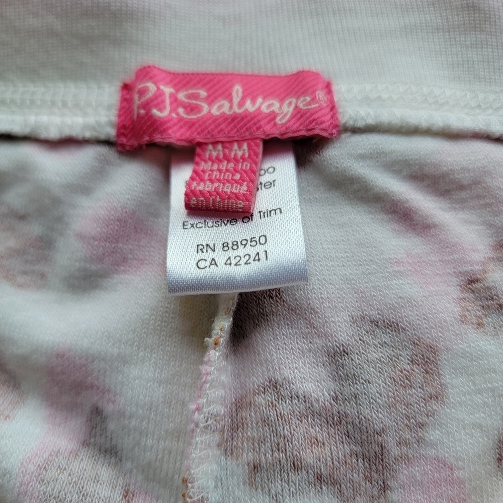 PJ Salvage Pink Leopard Print Bamboo Blend Terry Cloth Pants Beach Lounge Medium - Picture 10 of 12